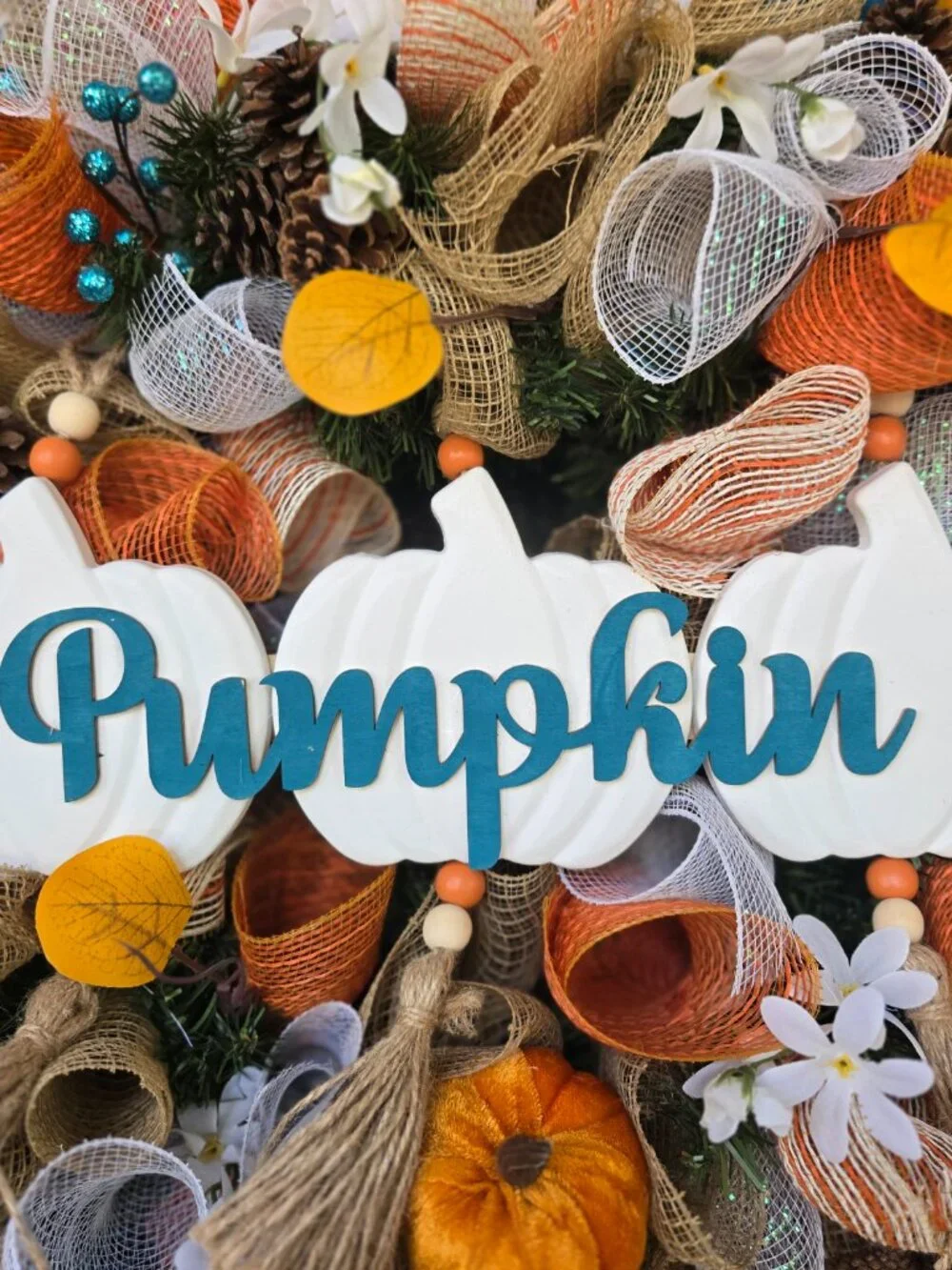 The Perfect Pumpkin Orange & Turquoise Fall Wreath